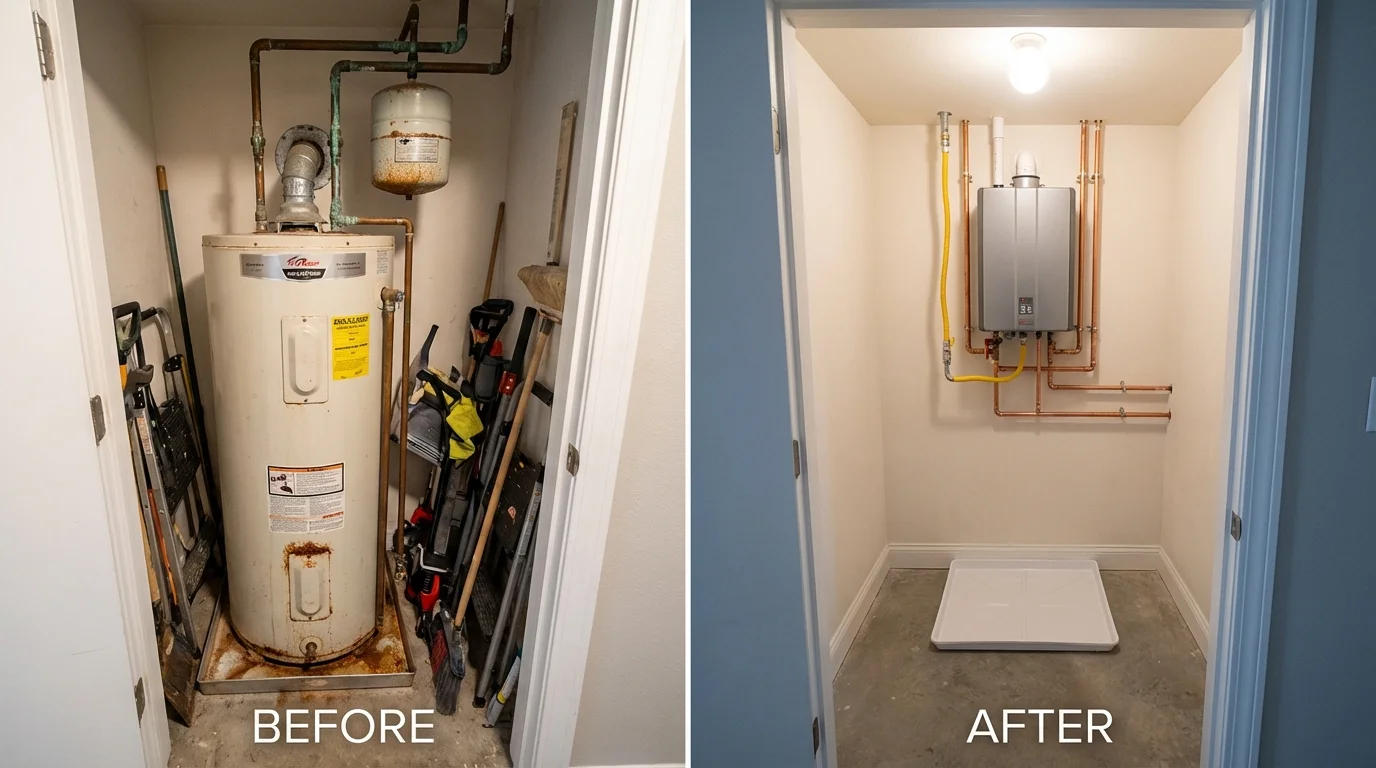 Tank water heater versus wall-mounted tankless unit comparison for Woodstock, NH homeowners